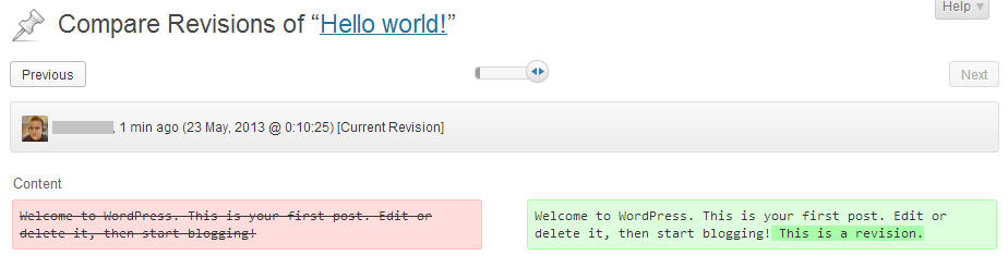 WordPress 3.6: Post Revision Interface