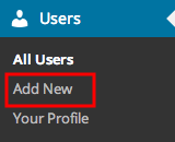 Admin > Users > Add New