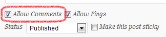WordPress Posts > Quick Edit > Allow Comments