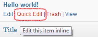 WordPress > Posts > Quick Edit