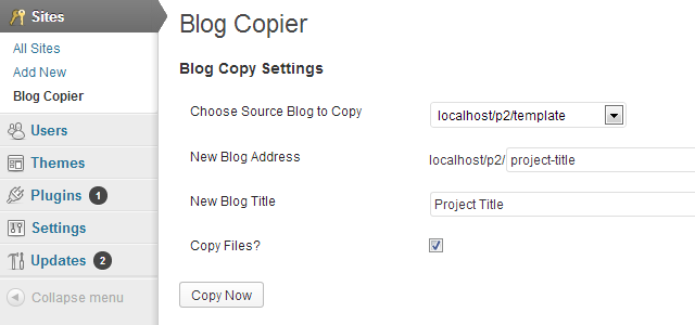 WordPress Blog Copier