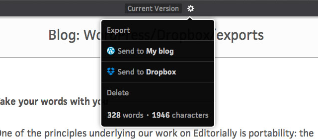 Screenshot of Editorially exporting and integration.
