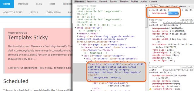 Changing Element Style with Google Chrome Developer Tools