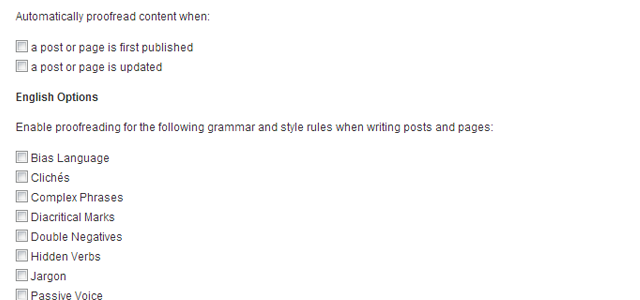 Jetpack Proofreading Settings