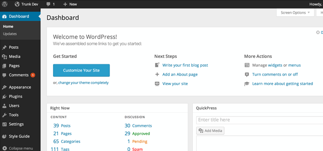 WordPress 3.8 UI Proposal