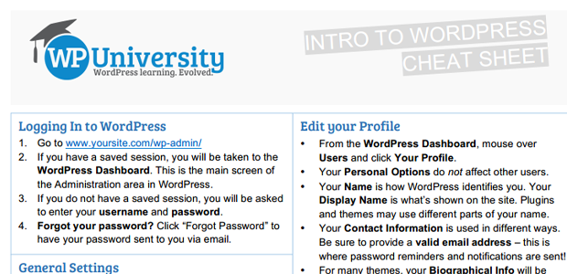 WordPress Cheat Sheet