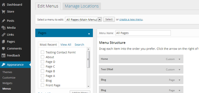 WordPress.com Custom Menus