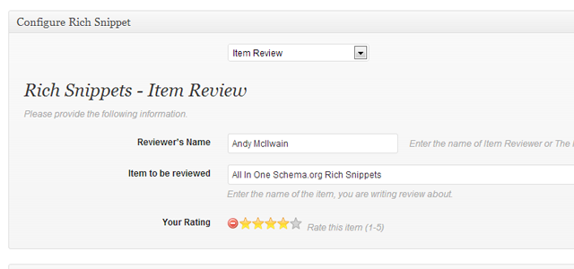 Screenshot of adding an item review.