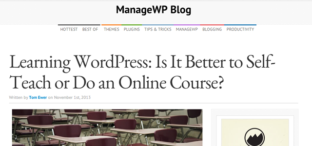ManageWP - Learning WordPress