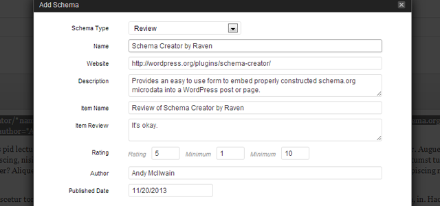 Adding a review via Schema Creator