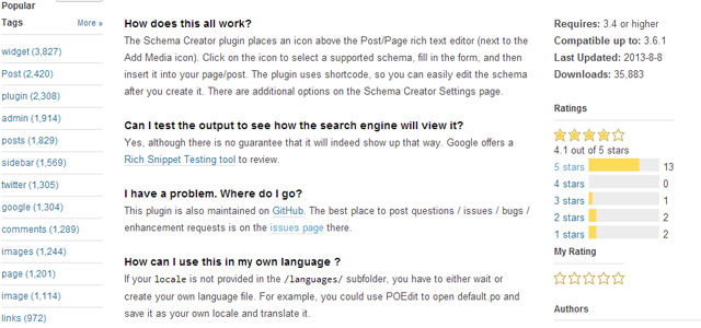 Screenshot of the Schema Creator FAQ page.
