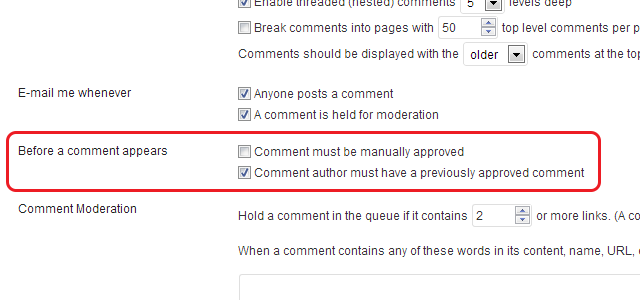 WordPress Discussion Settings