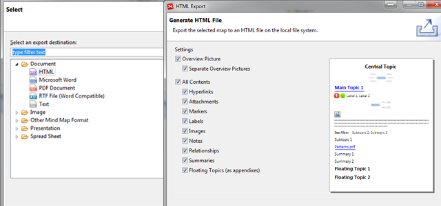 Xmind Site Plan - Export Options