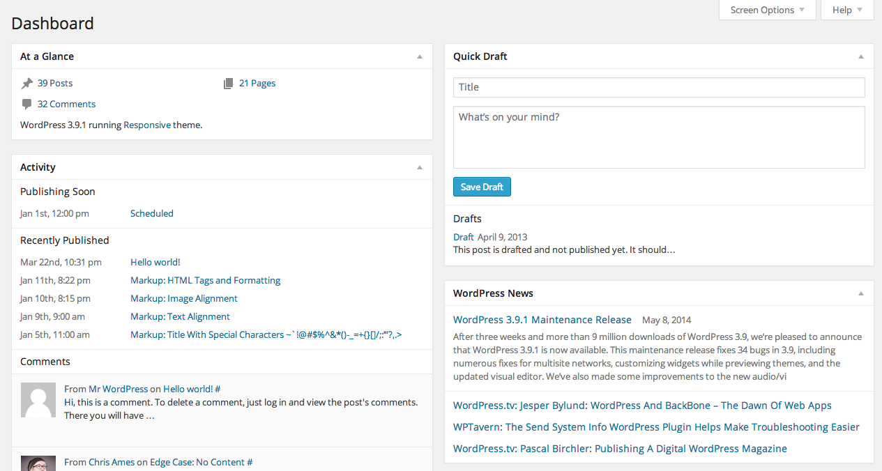 WordPress Dashboard